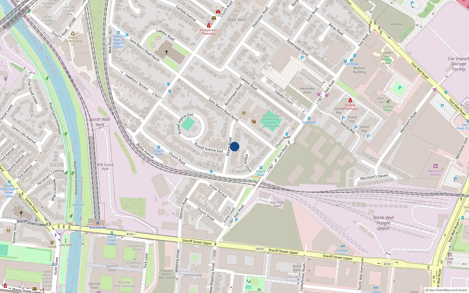 Overhead map showing the location of 10 Killane Road, Dublin 3