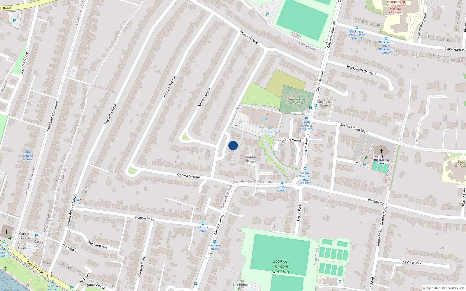 Overhead map showing the location of 10 Lambourne Village, Clontarf, Dublin 3