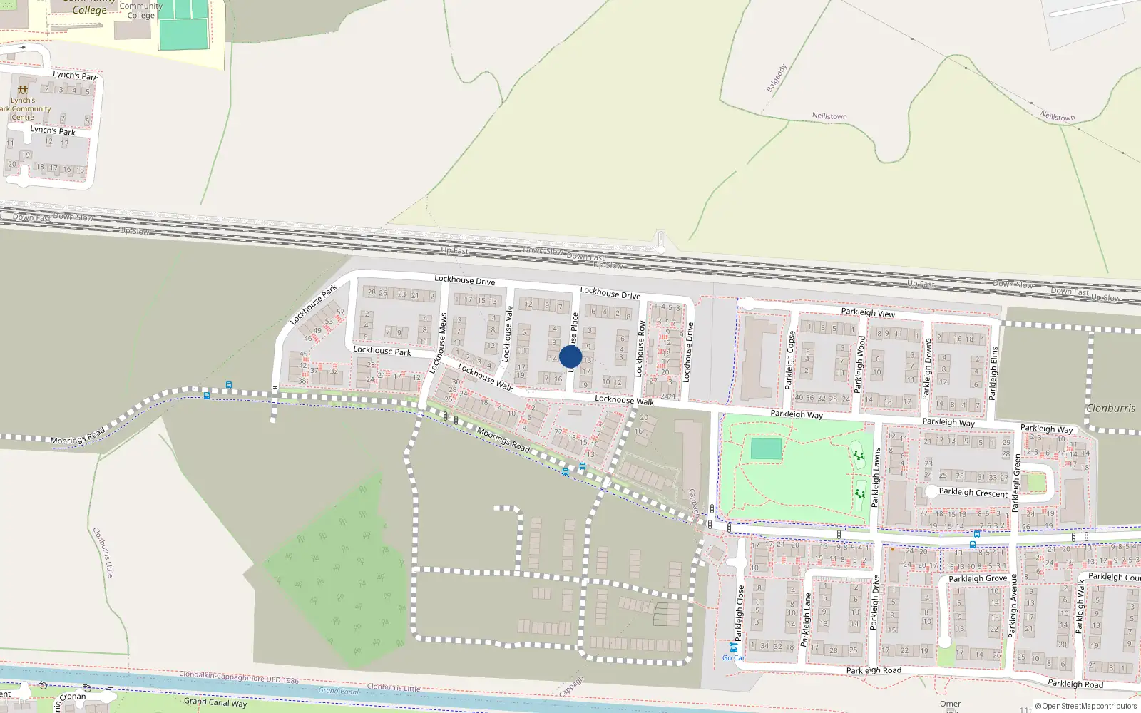 Overhead map showing the location of 10 Lockhouse Place