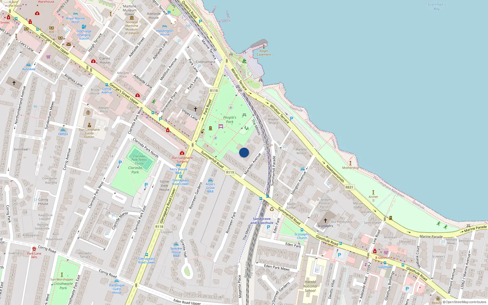 Overhead map showing the location of 10 Martello Avenue, Dublin