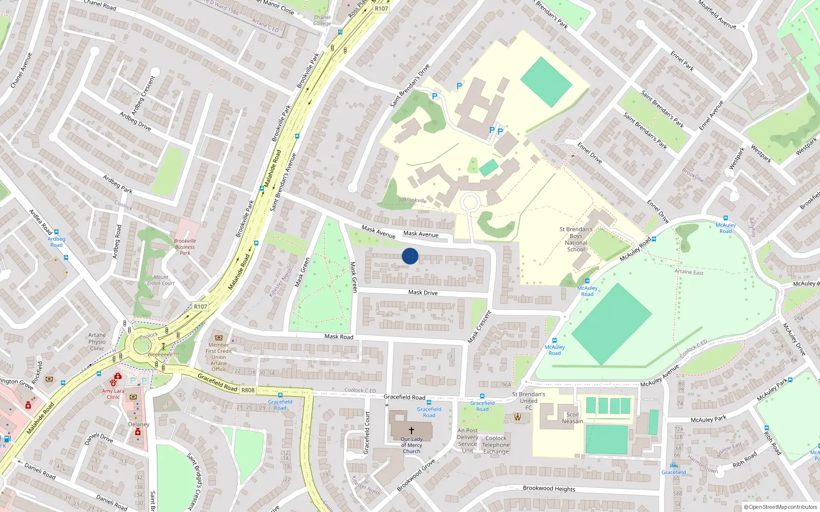 Overhead map showing the location of 10 Mask Avenue, Dublin 5