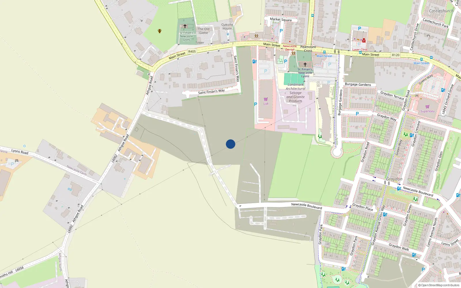 Overhead map showing the location of 10 Mason Cross Park, Newcastle South