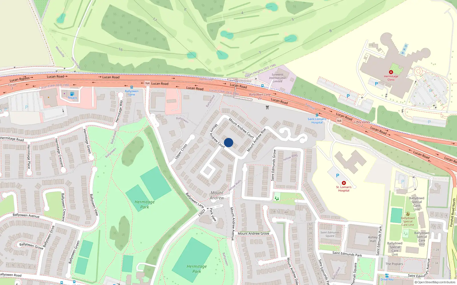 Overhead map showing the location of 10 Mount Andrew Court, Mount Andrew, Lucan