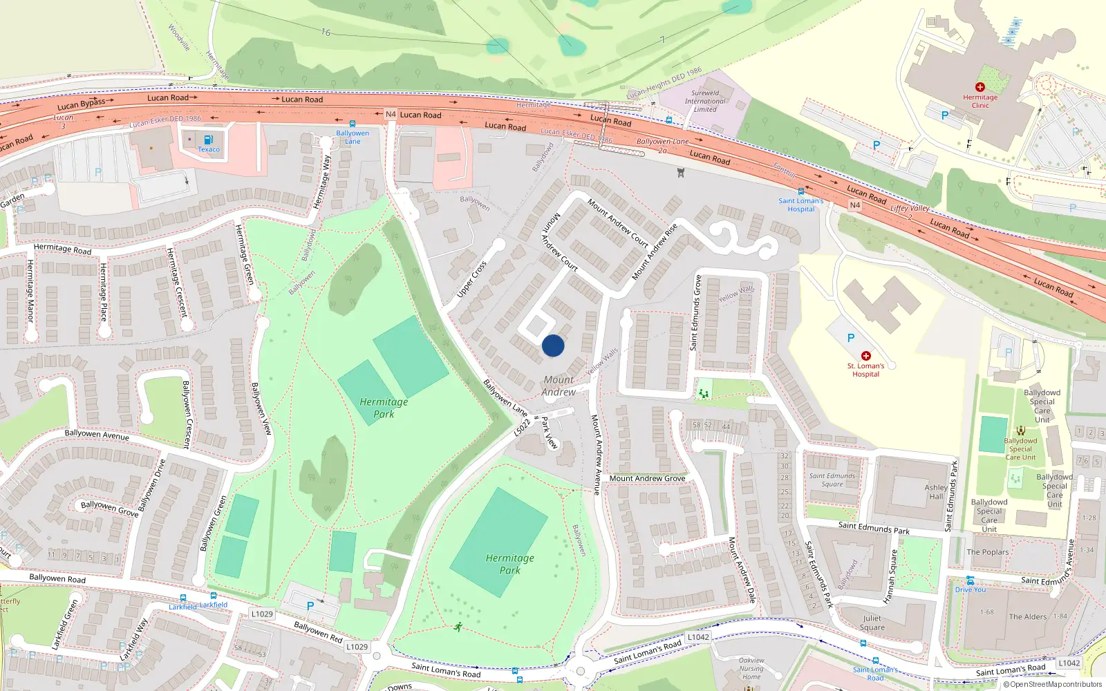 Overhead map showing the location of 10 Mount Andrew Crescent, Lucan