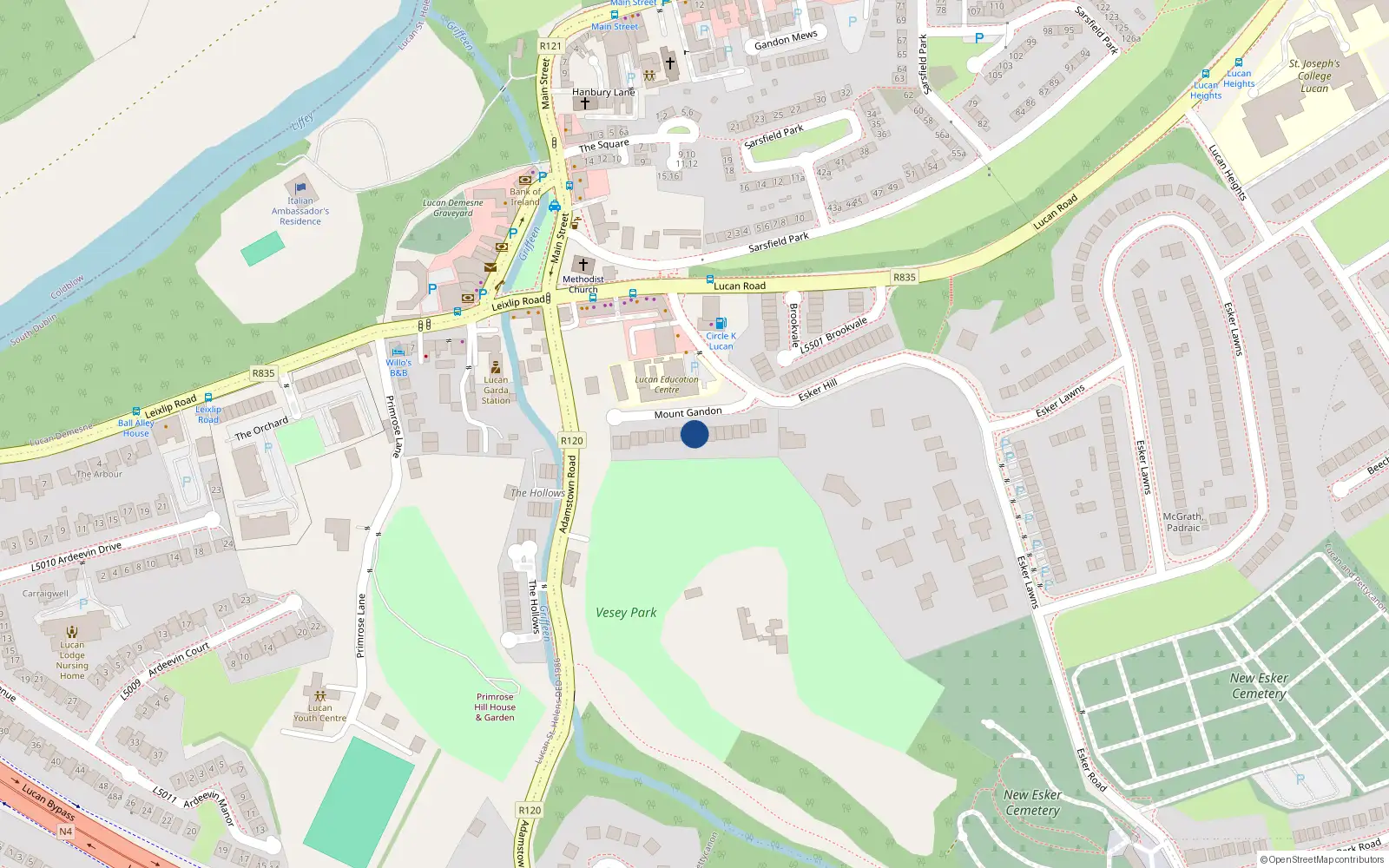 Overhead map showing the location of 10 Mount Gandon, Lucan