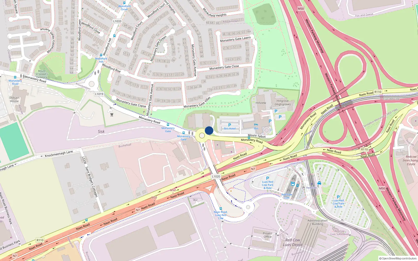 Overhead map showing the location of 10 Mount Talbot, Clondalkin