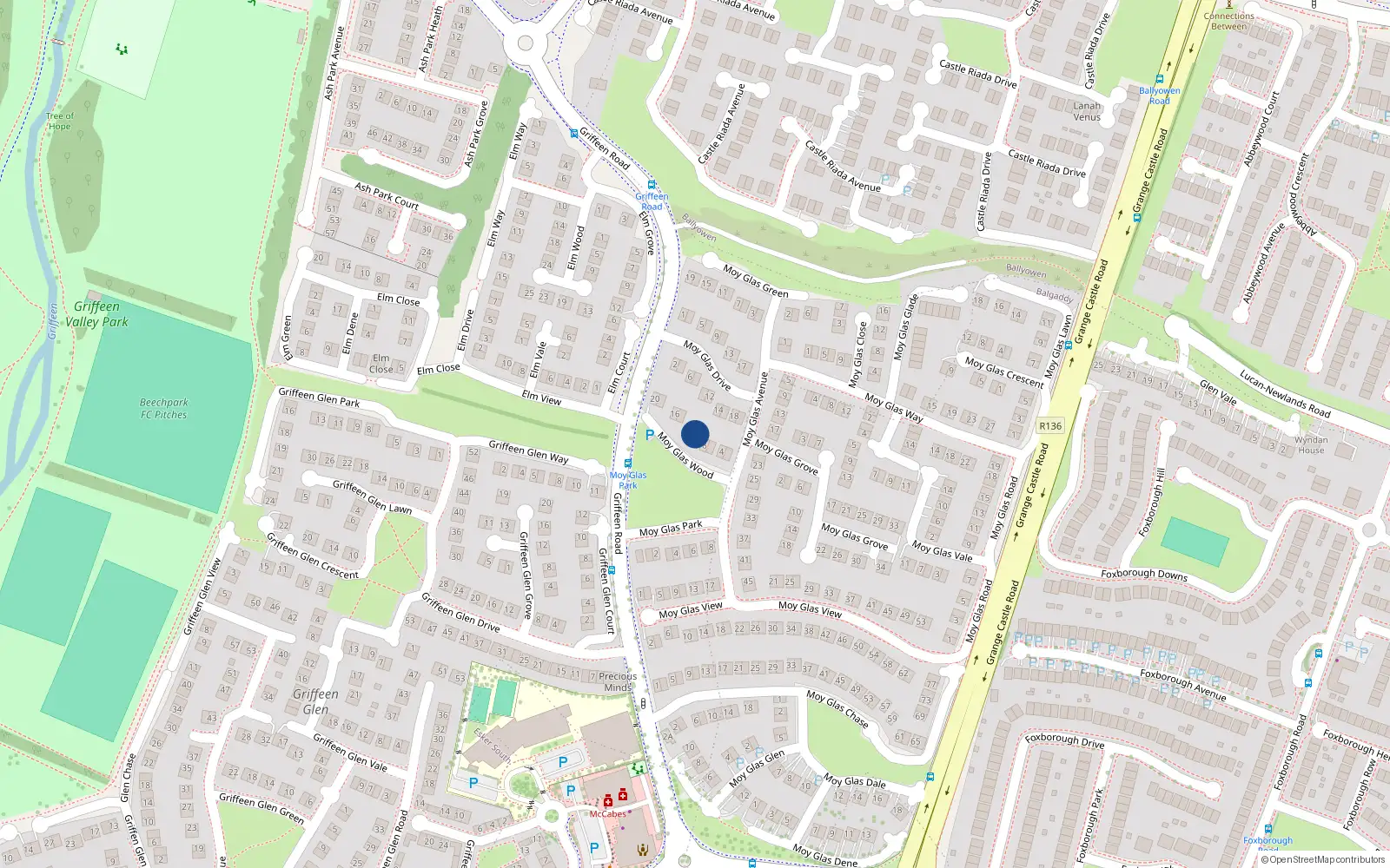 Overhead map showing the location of 10 Moy Glas Wood, Lucan