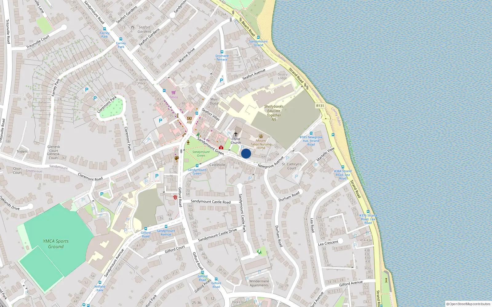 Overhead map showing the location of 10 Newgrove Avenue, Sandymount
