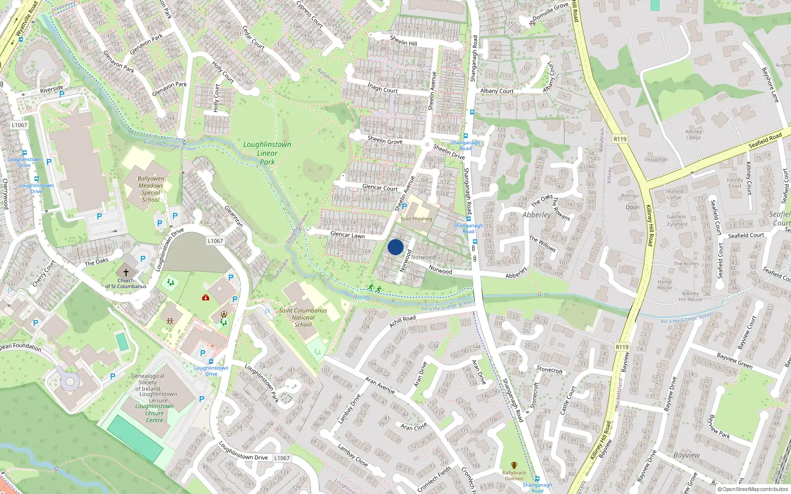 Overhead map showing the location of 10 Norwood, Dublin
