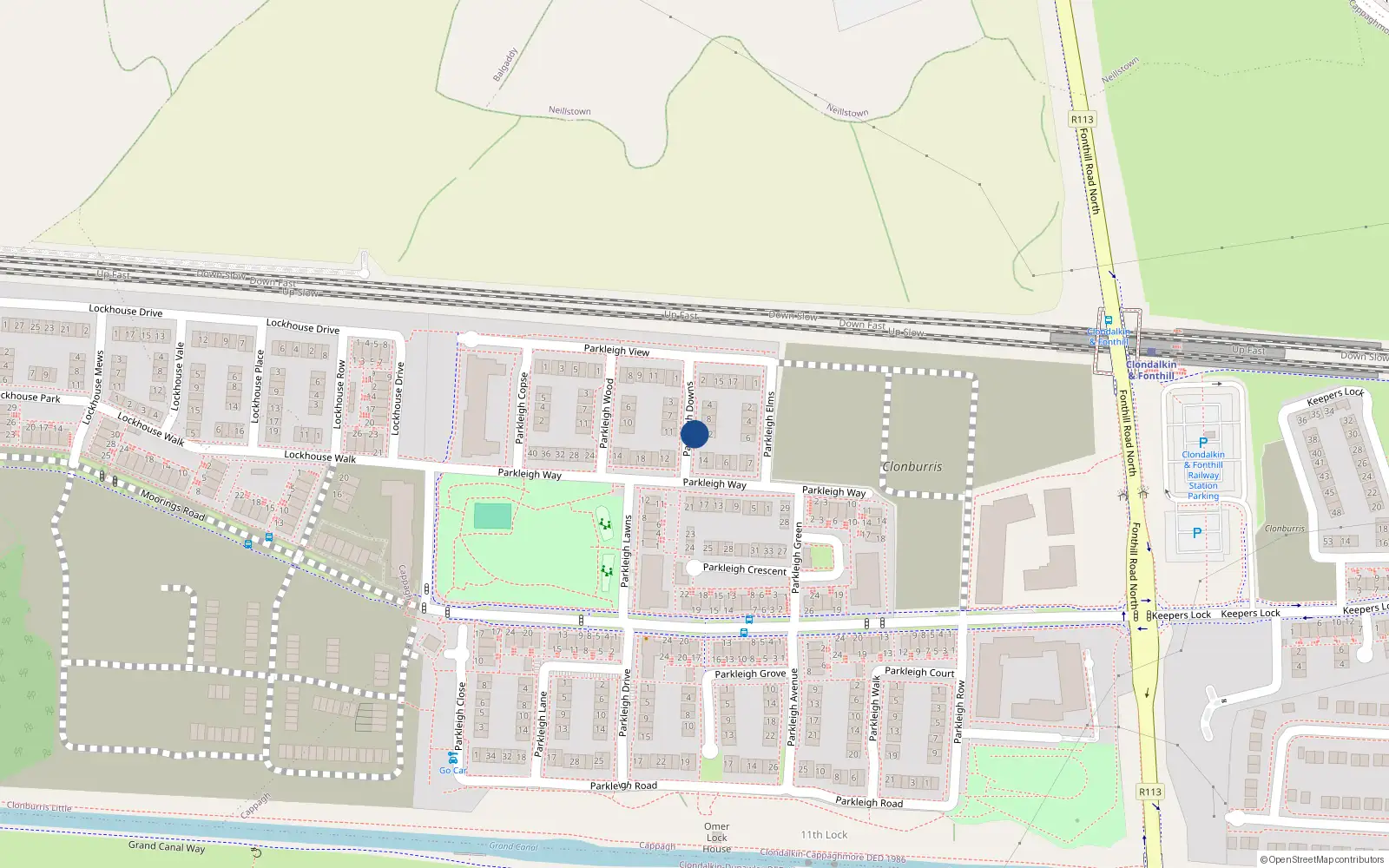 Overhead map showing the location of 10 Parkleigh Downs, Lucan