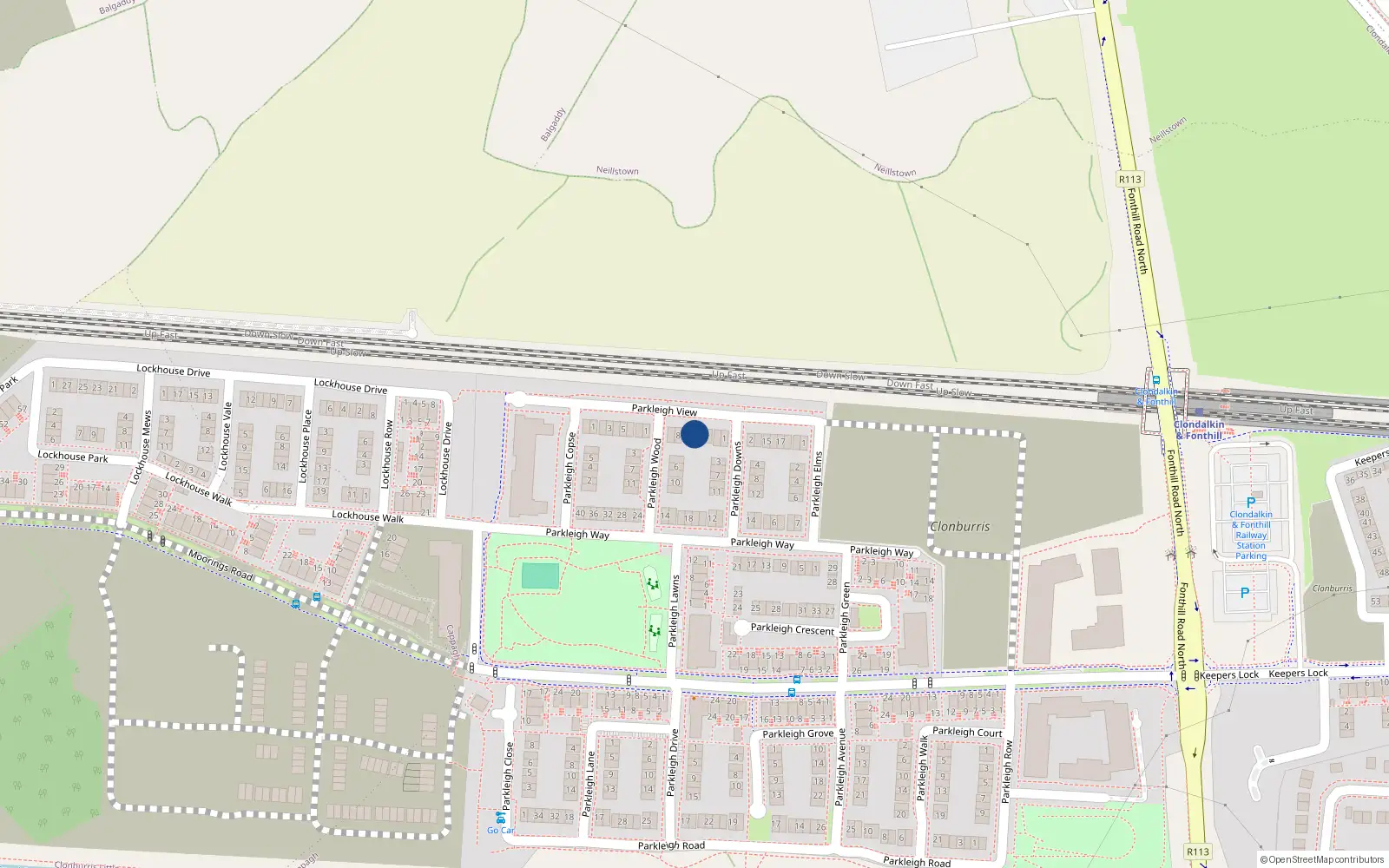 Overhead map showing the location of 10 Parkleigh View, Dublin 22