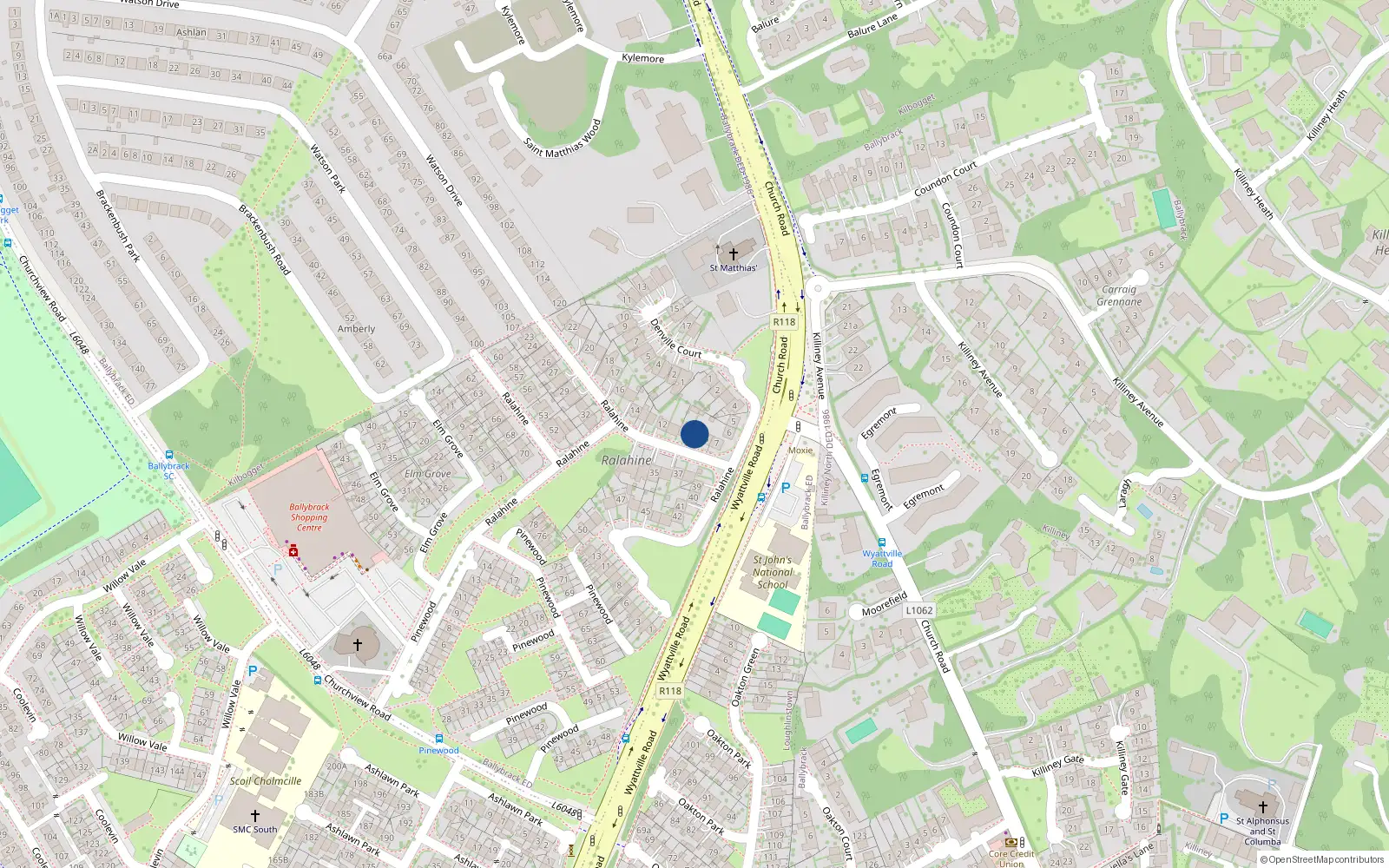 Overhead map showing the location of 10 Ralahine, Dublin