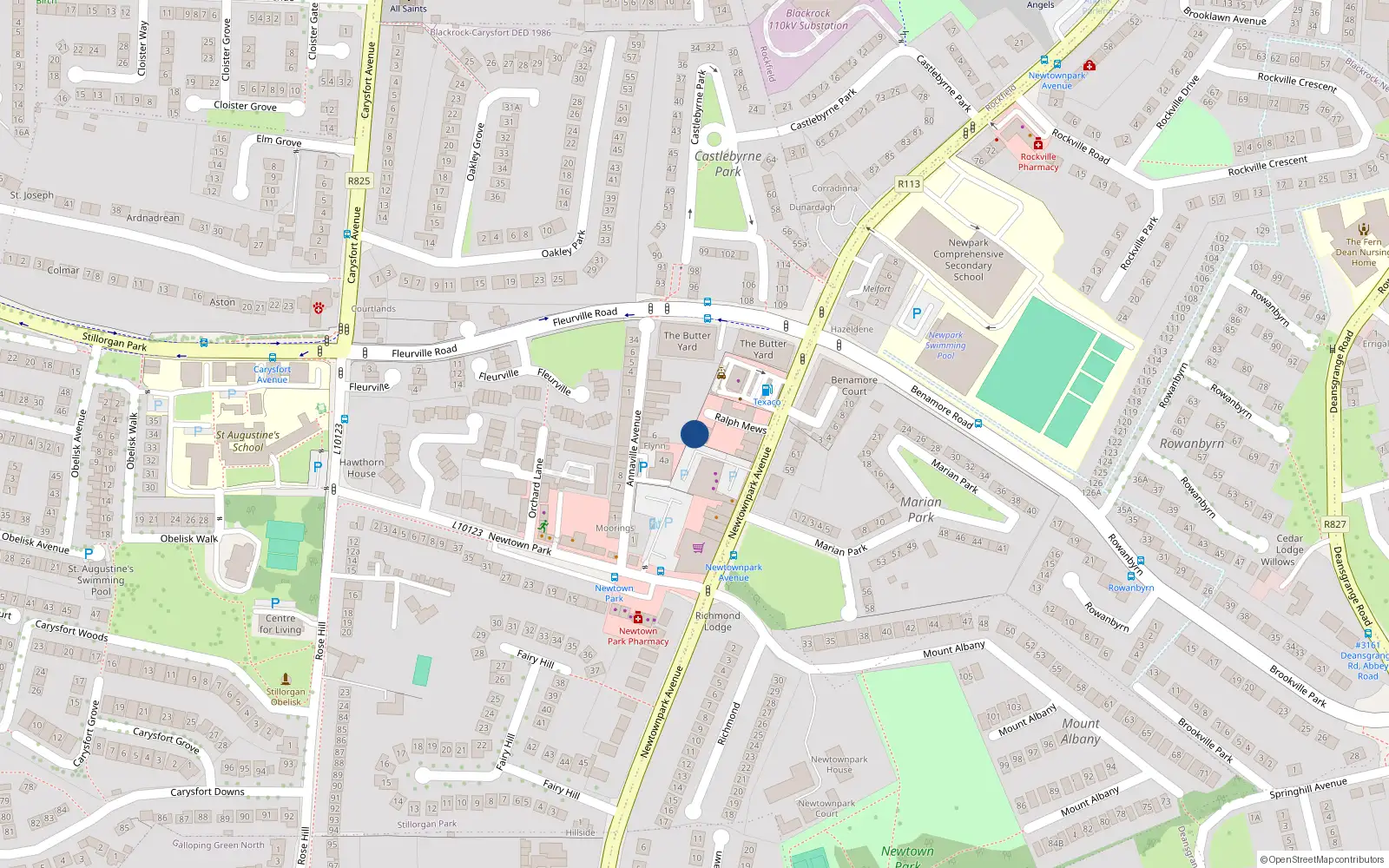 Overhead map showing the location of 10 Ralph Mews, Newtownpark Avenue, Blackrock