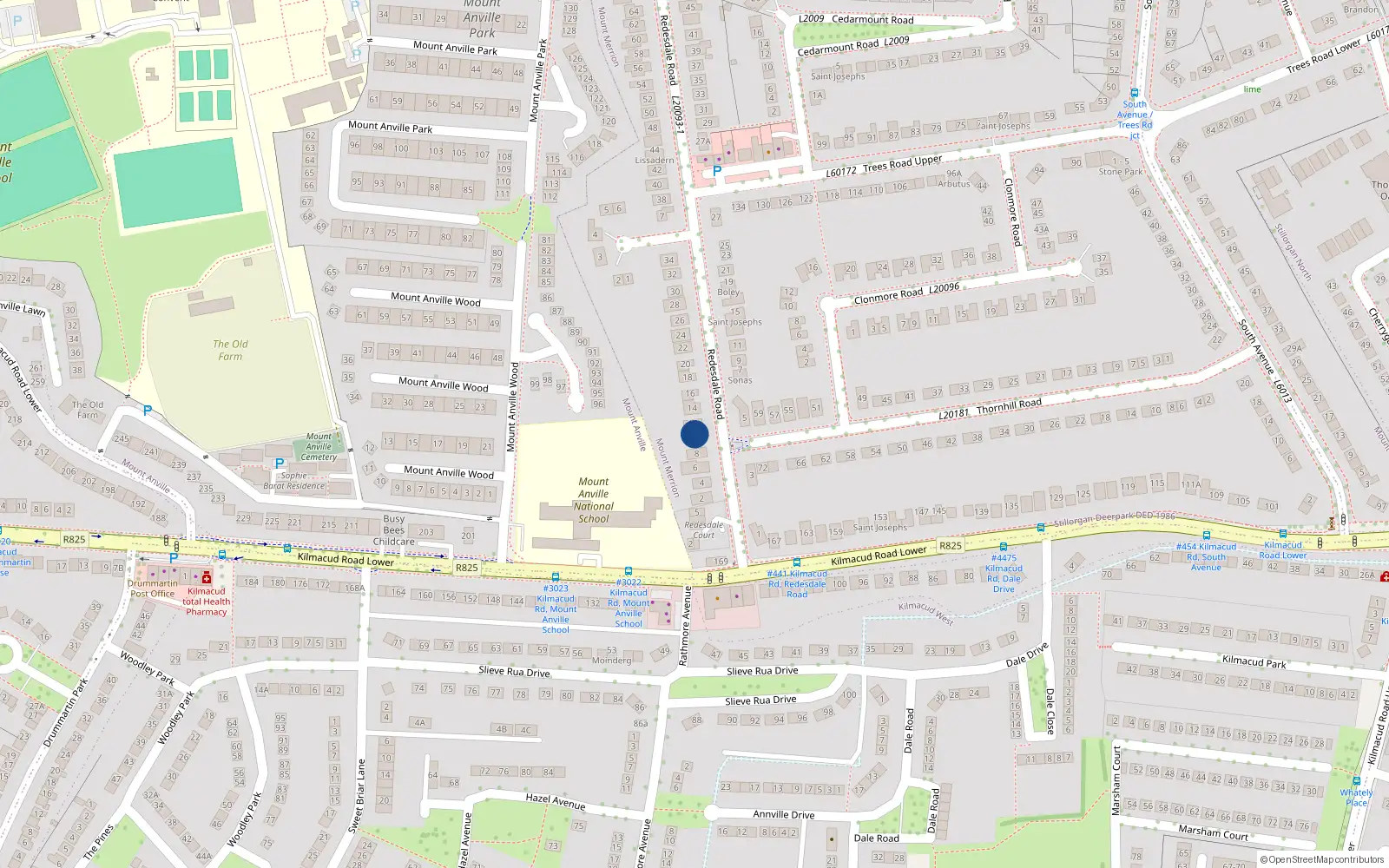 Overhead map showing the location of 10 Redesdale Road, Blackrock