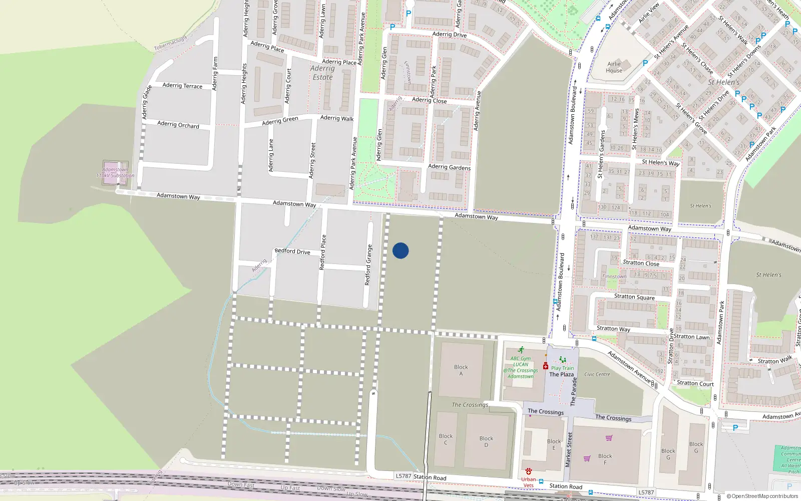 Overhead map showing the location of 10 Redford Drive, Lucan