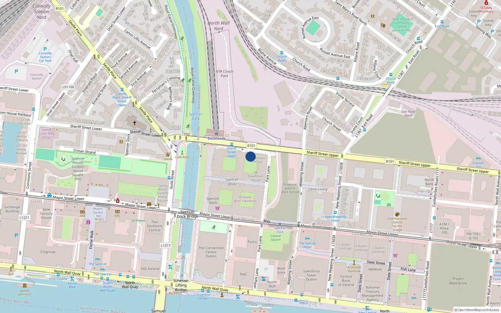Overhead map showing the location of 10 Riverstown House, 27 Spencer Dock, Dublin 1