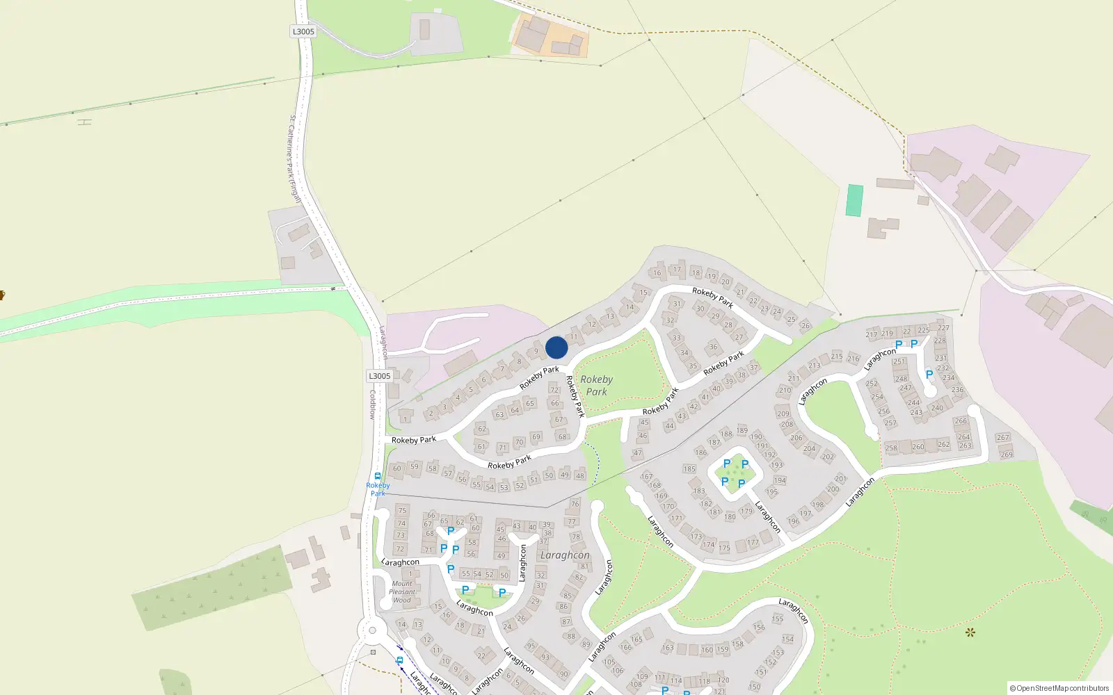 Overhead map showing the location of 10 Rockeby Park, Lucan