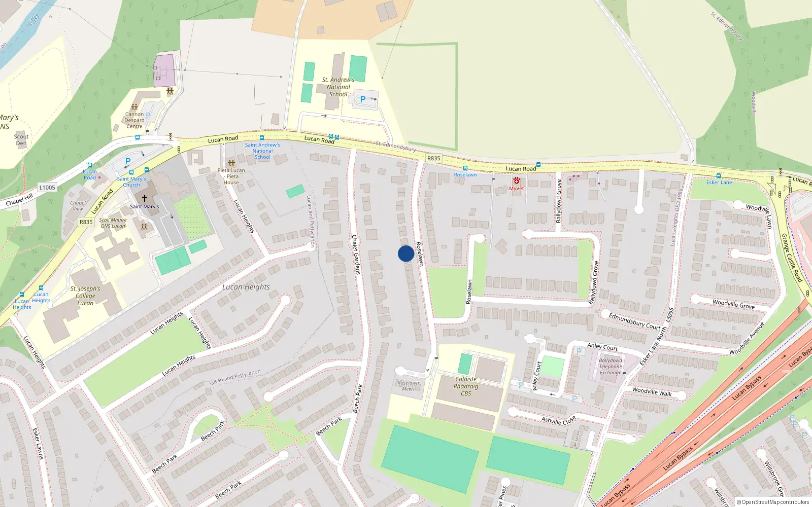 Overhead map showing the location of 10 Roselawn, Lucan