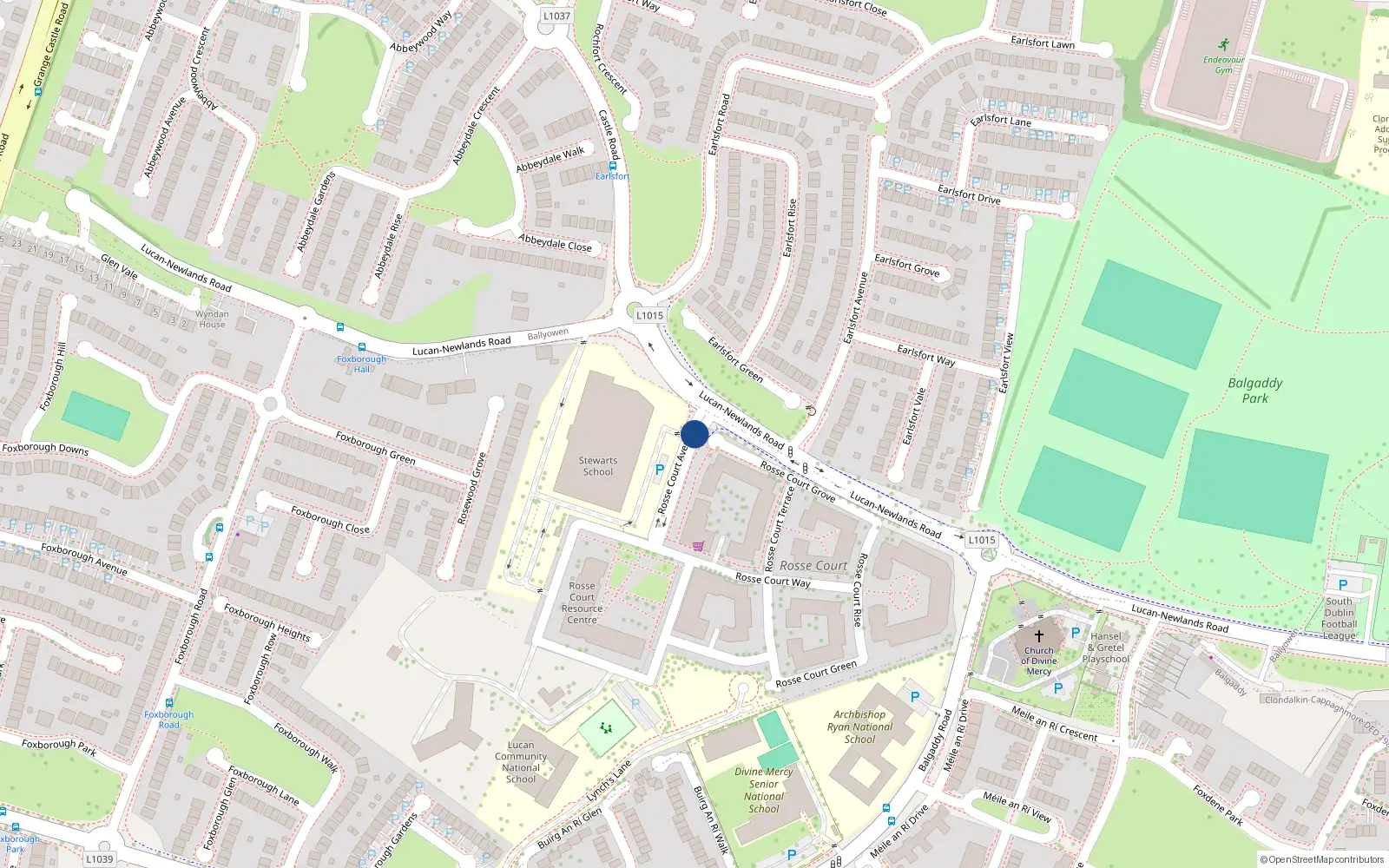 Overhead map showing the location of 10 Rosse Court Avenue, Lucan
