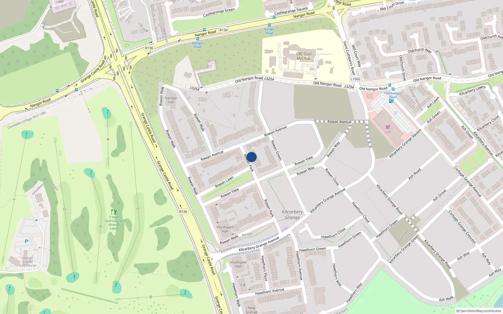 Overhead map showing the location of 10 Rowan Park, Deansrath