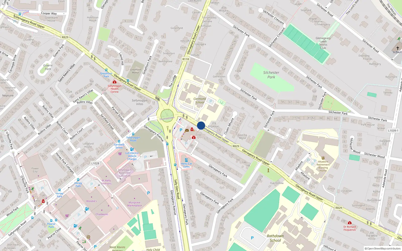 Overhead map showing the location of 10 Sallynoggin Villas, Glenageary Road Upper, Dun Laoghaire