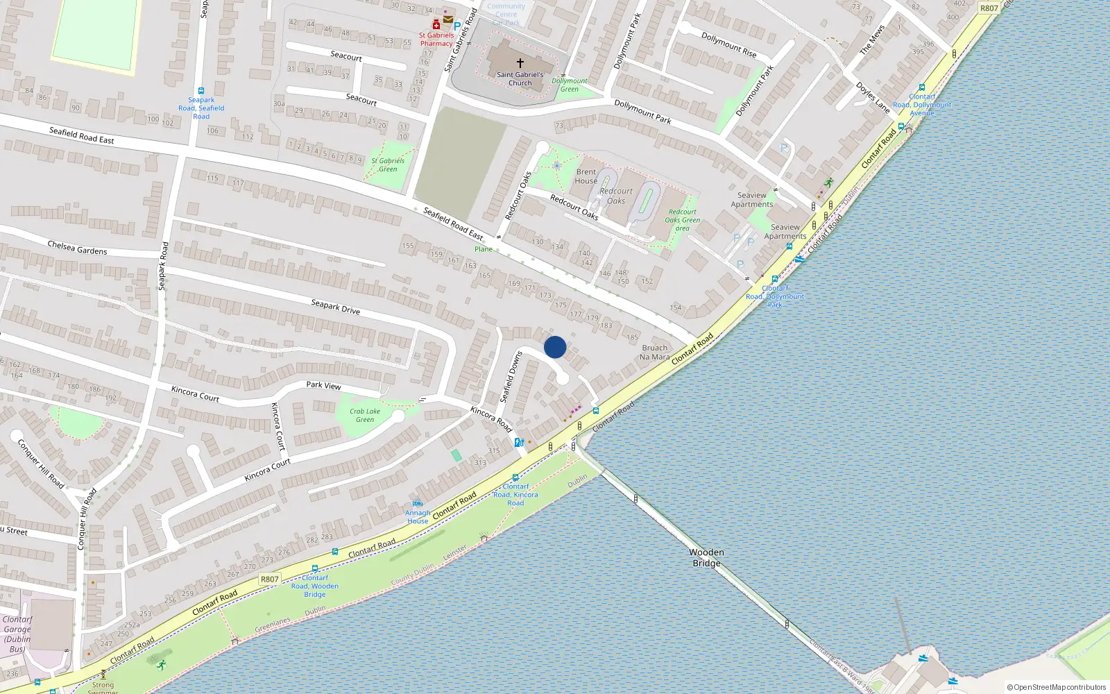 Overhead map showing the location of 10 Seafield Downs, Dublin 3