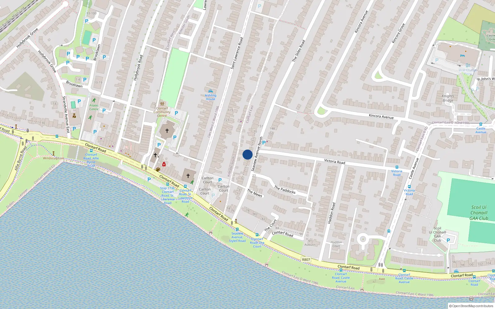 Overhead map showing the location of 10 Seaview Avenue North, Dublin 3