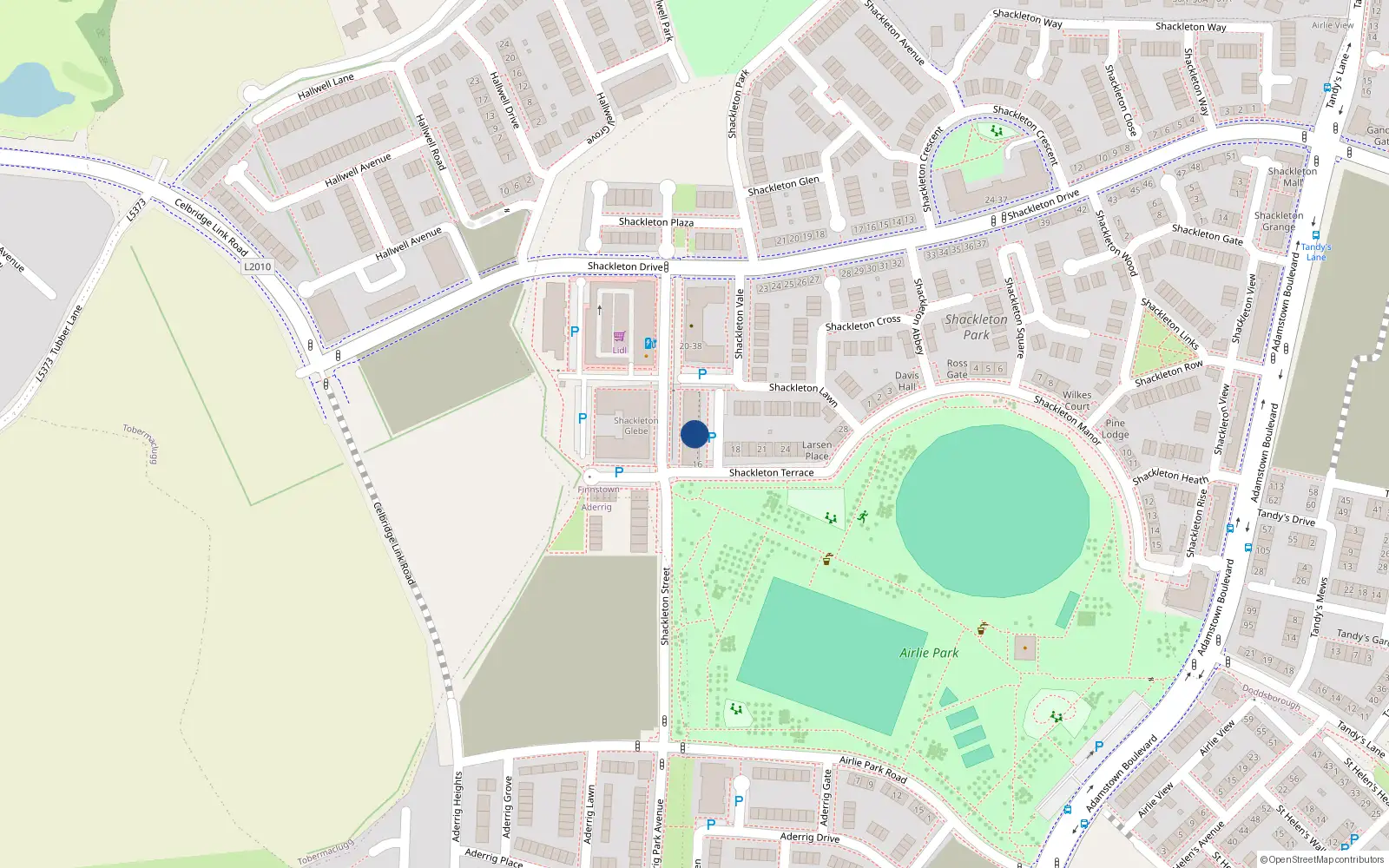 Overhead map showing the location of 10 Shackleton Terrace, Finnstown
