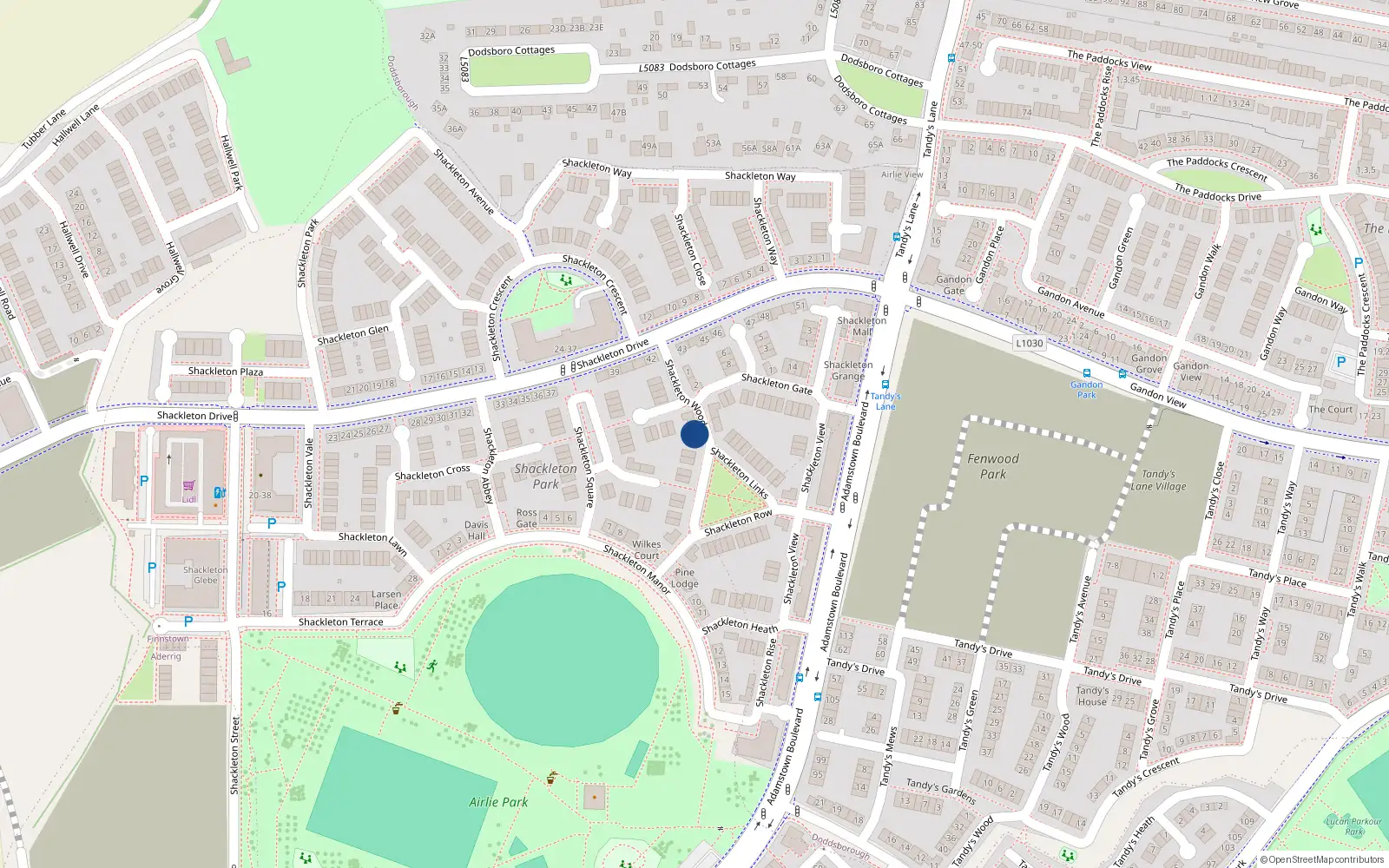 Overhead map showing the location of 10 Shackleton Wood, Lucan