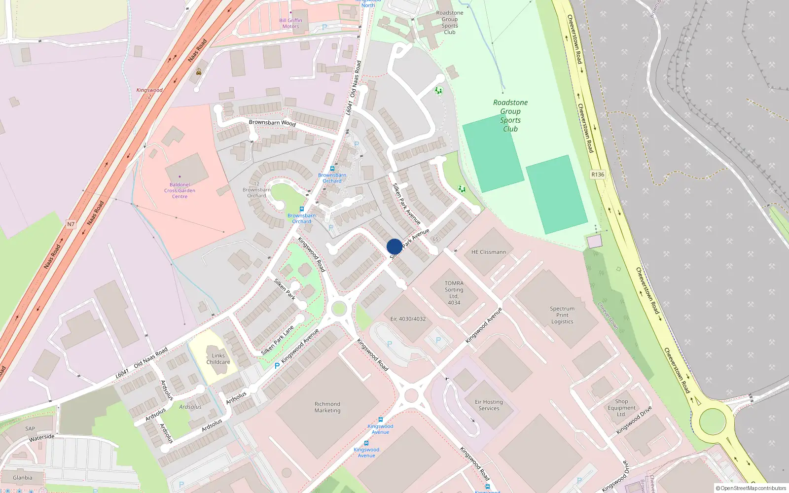 Overhead map showing the location of 10 Silken Park Avenue, Dublin 22