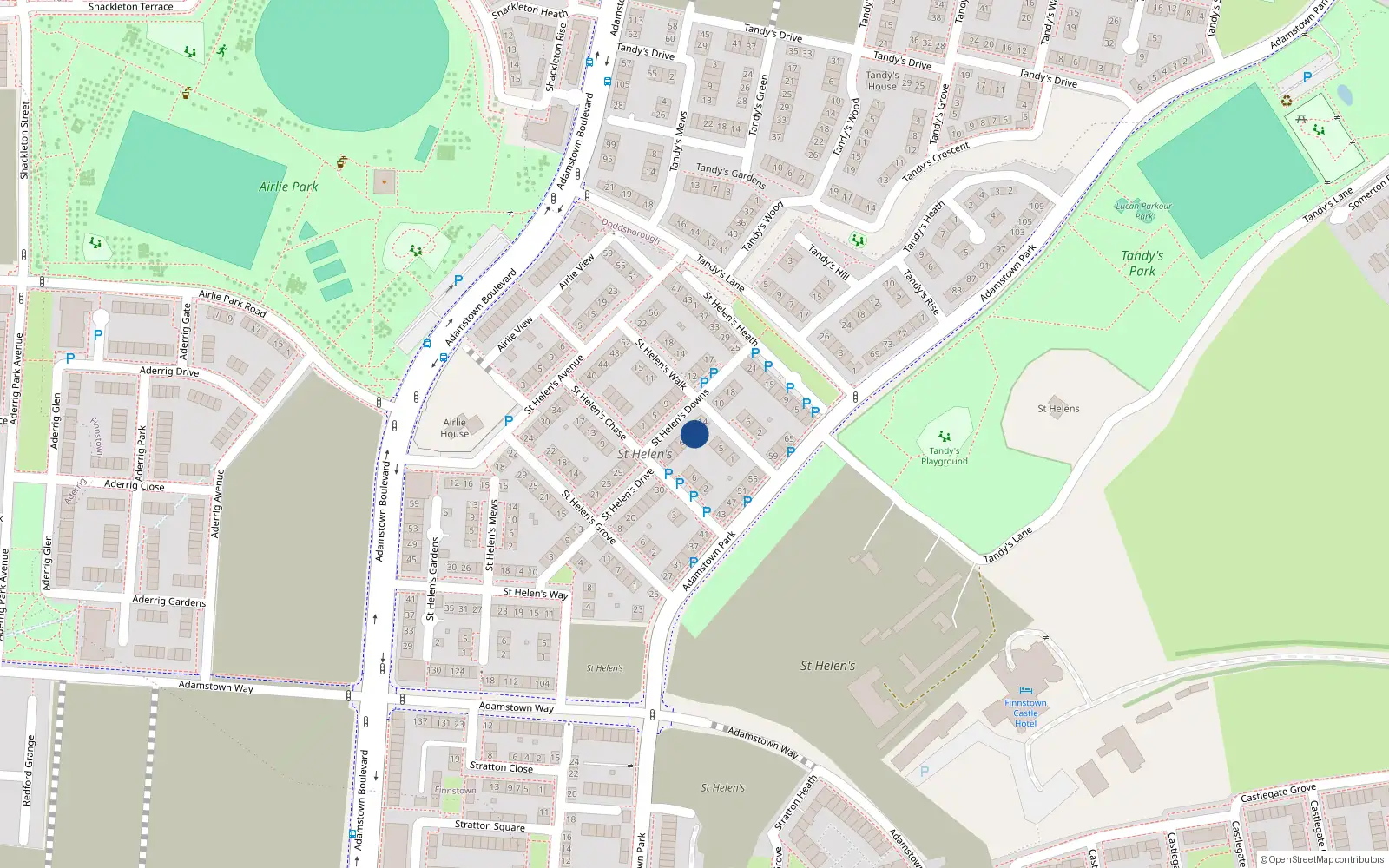 Overhead map showing the location of 10 Saint Helen's Downs, Lucan