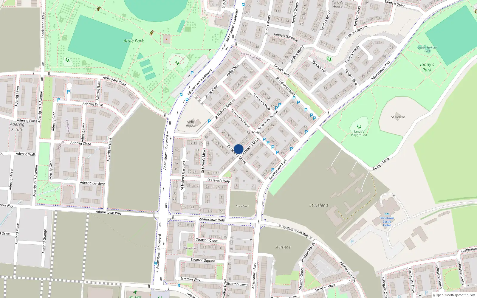 Overhead map showing the location of 10 Saint Helen's Grove, Lucan