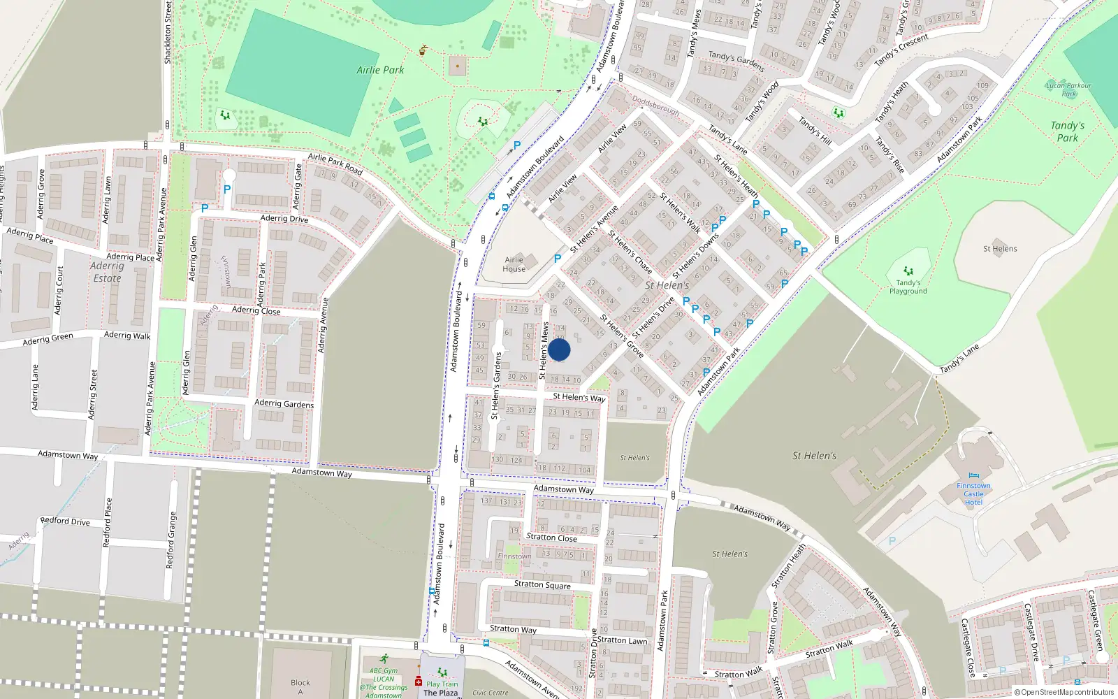 Overhead map showing the location of 10 Saint Helens Mews, Lucan