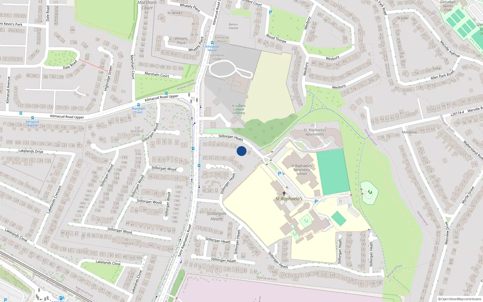 Overhead map showing the location of 10 Stillorgan Heath, Stillorgan, Dublin