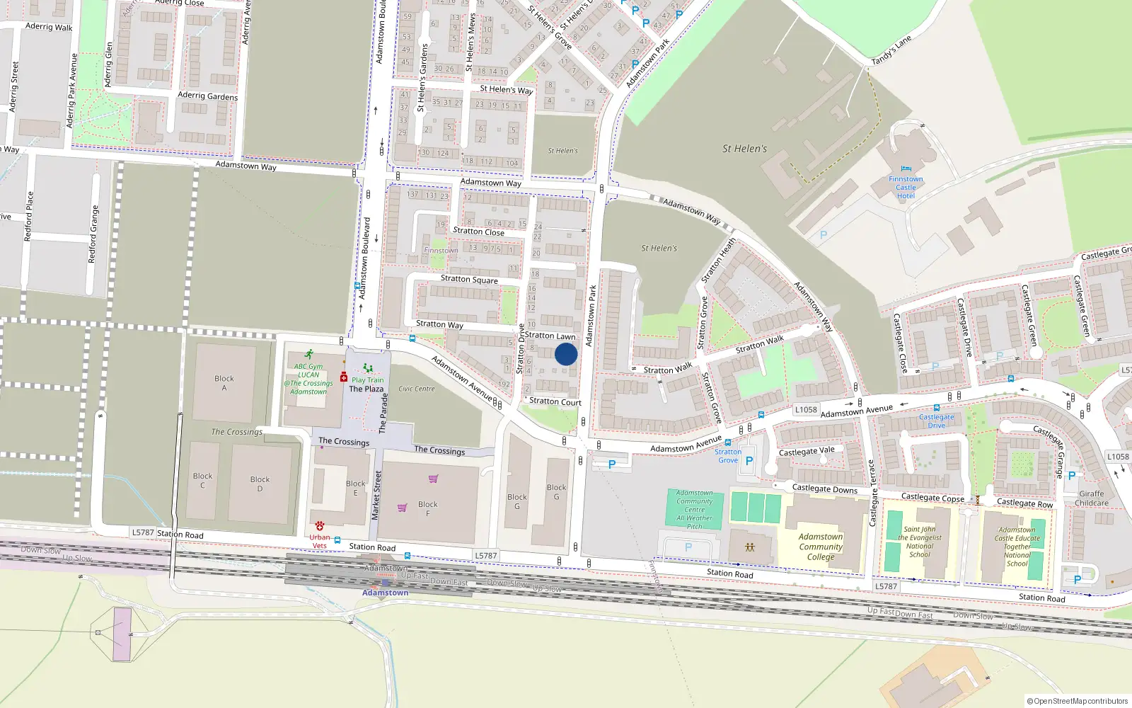 Overhead map showing the location of 10 Stratton Lawn, Lucan