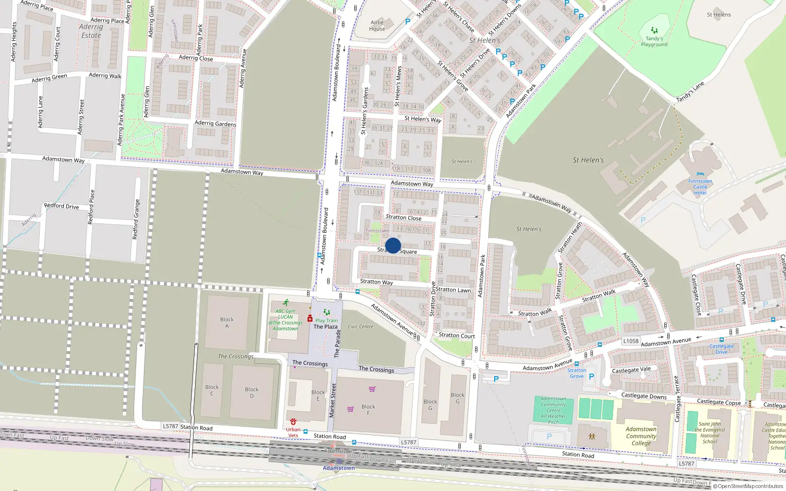 Overhead map showing the location of 10 Stratton Square, Lucan, Dublin