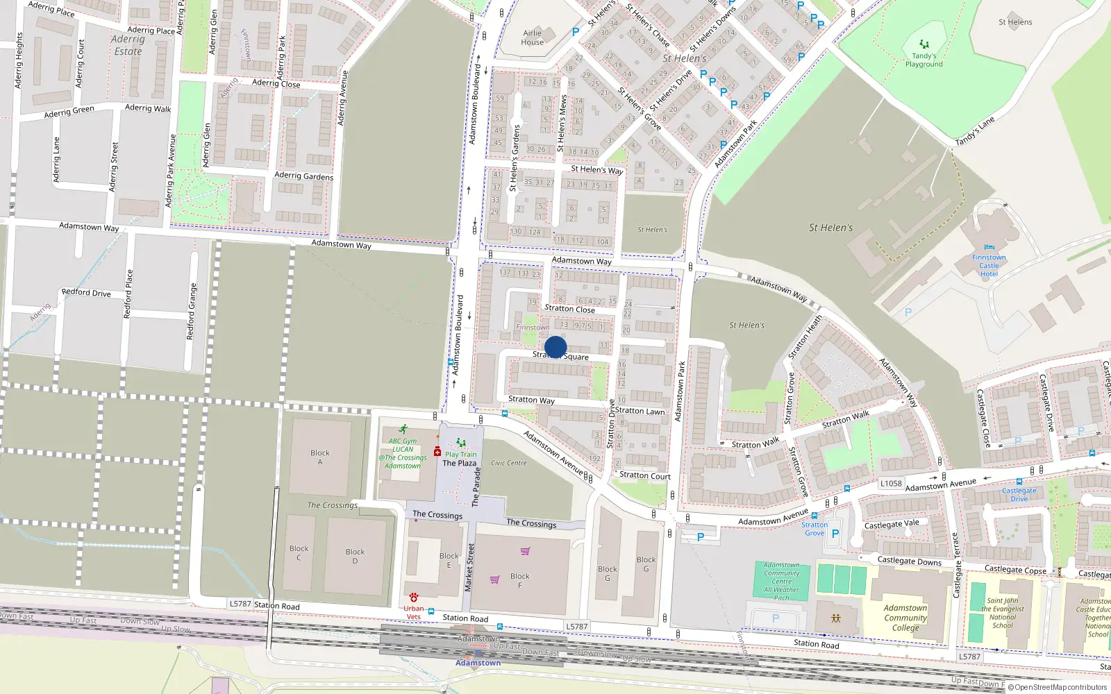 Overhead map showing the location of 10 Stratton Square, Lucan