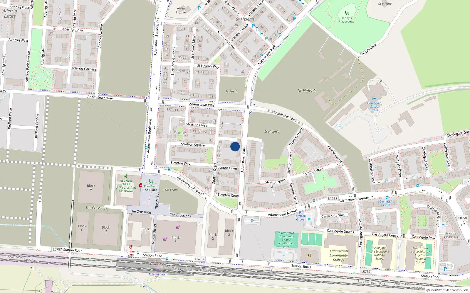 Overhead map showing the location of 10 Stratton Vale, Lucan