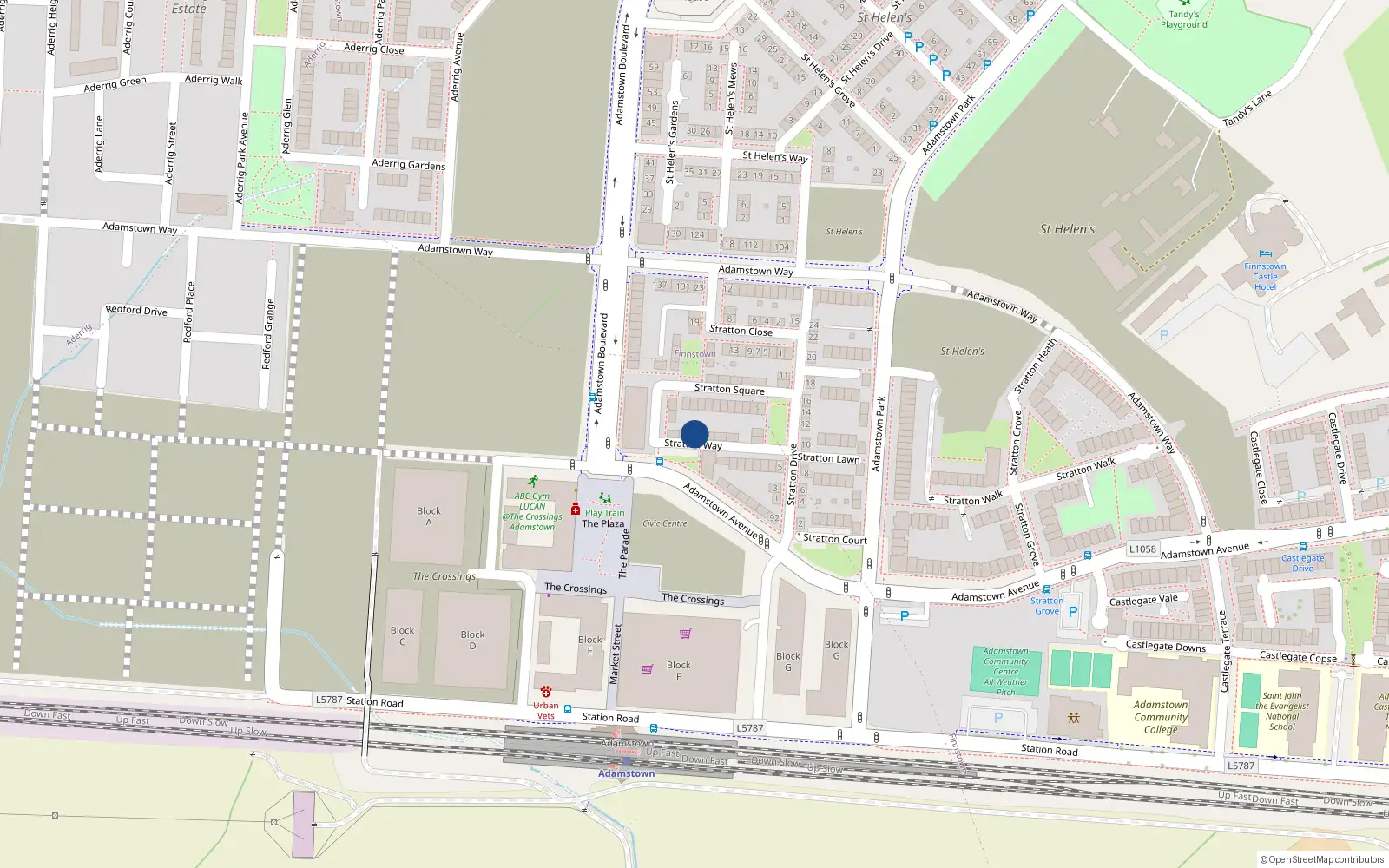 Overhead map showing the location of 10 Stratton Way, Lucan