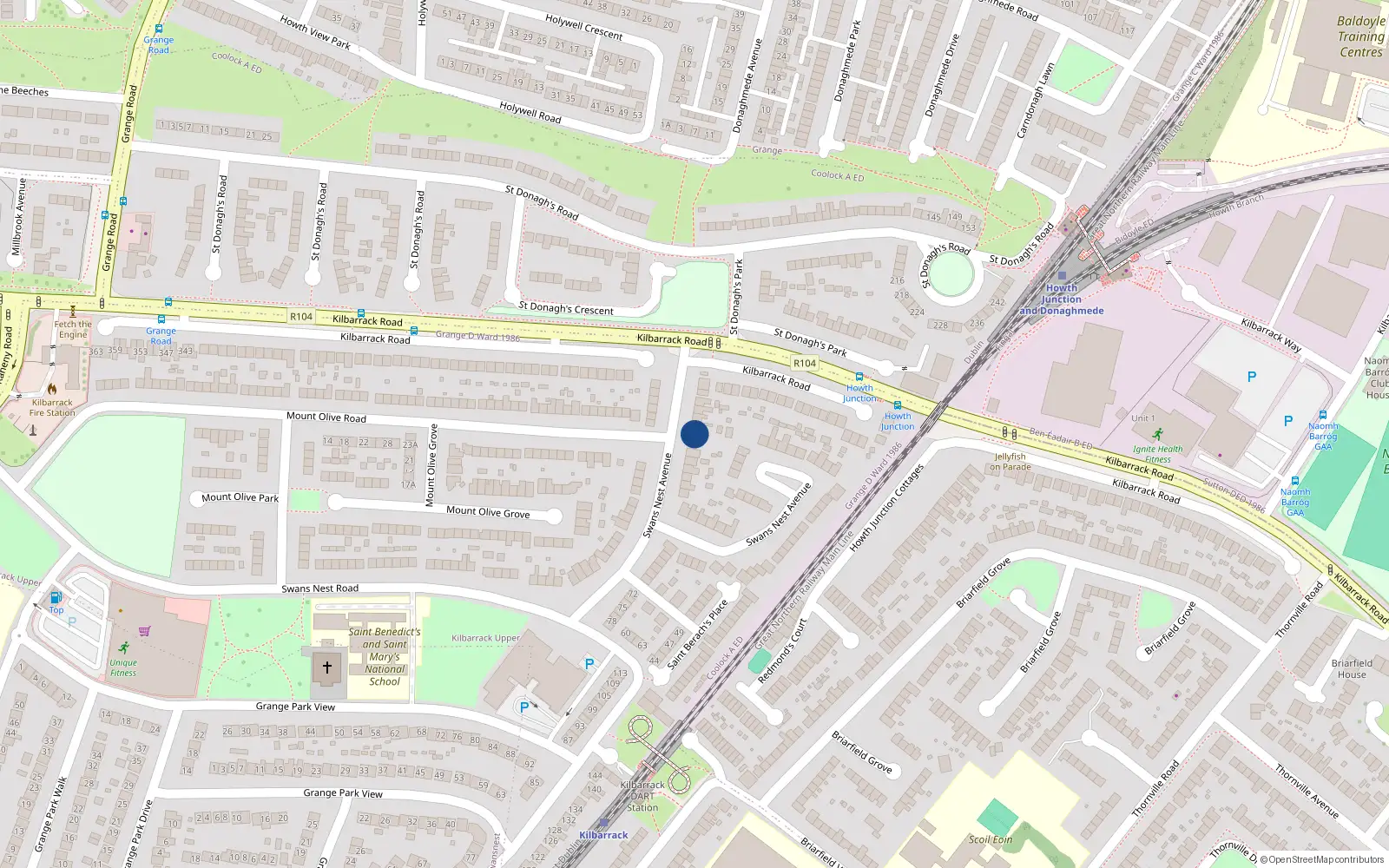 Overhead map showing the location of 10 Swans Nest Avenue, Dublin 5
