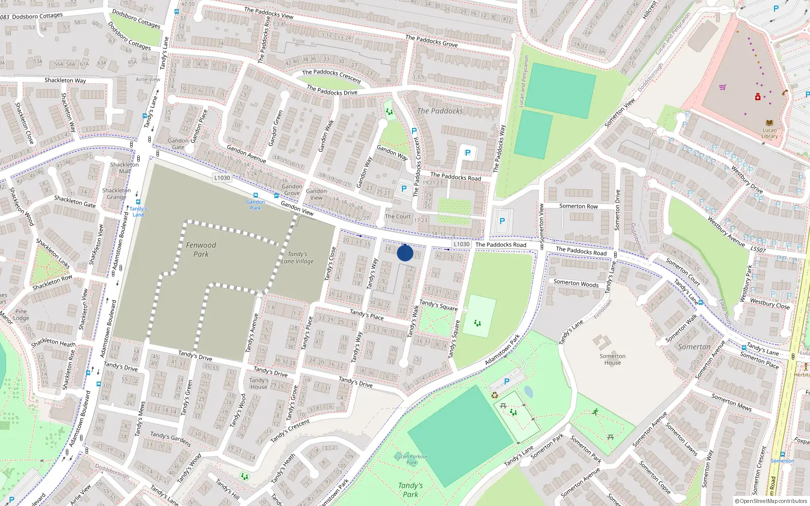 Overhead map showing the location of 10 Tandy's Gate, Lucan