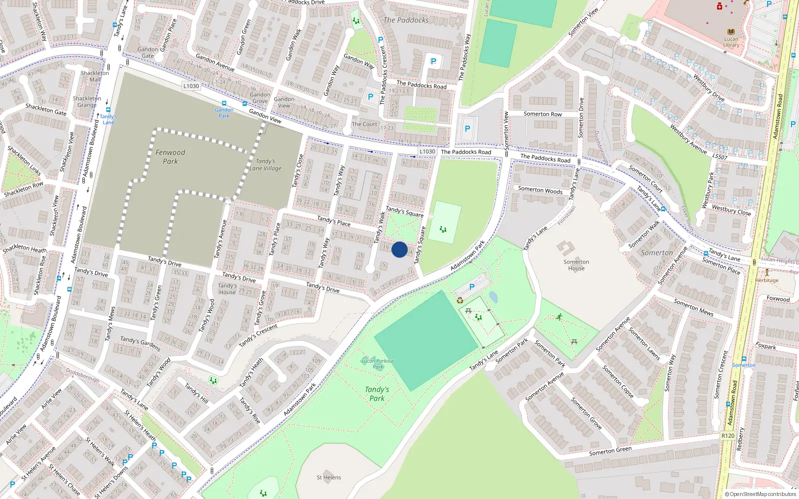 Overhead map showing the location of 10 Tandy's Square, Lucan