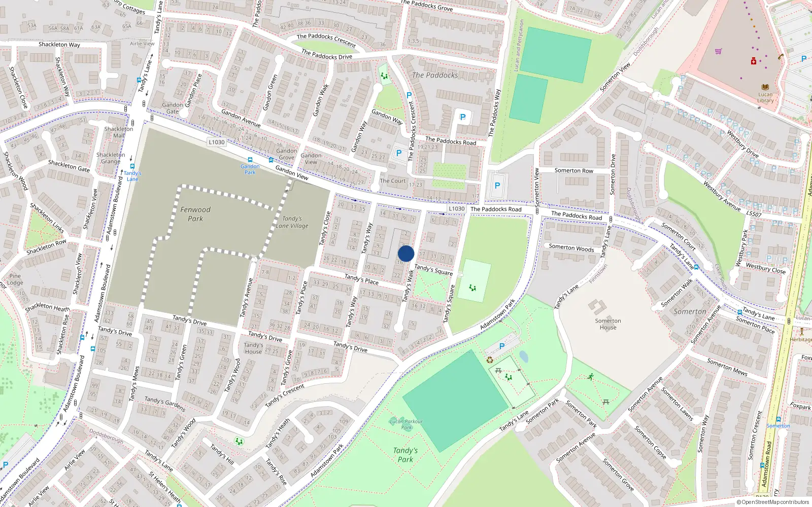 Overhead map showing the location of 10 Tandy's Walk, Lucan