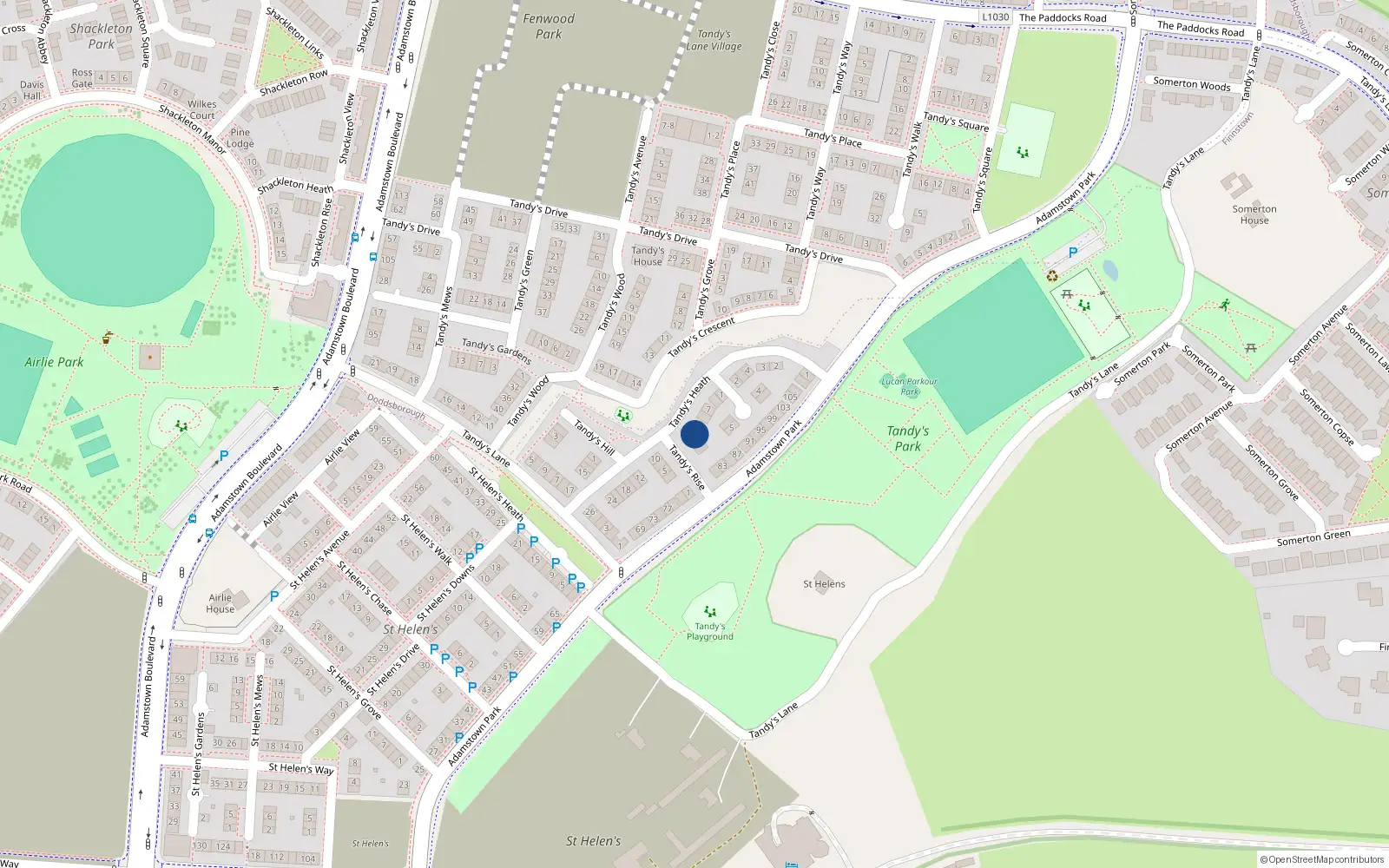 Overhead map showing the location of 10 Tandy's Heath, Lucan