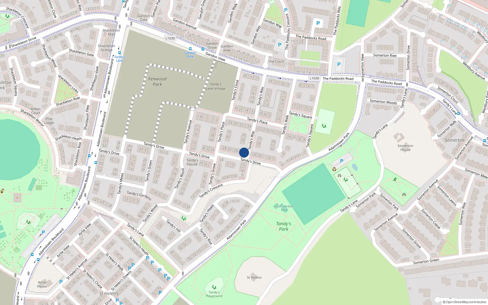 Overhead map showing the location of 10 Tandy's Drive, Lucan