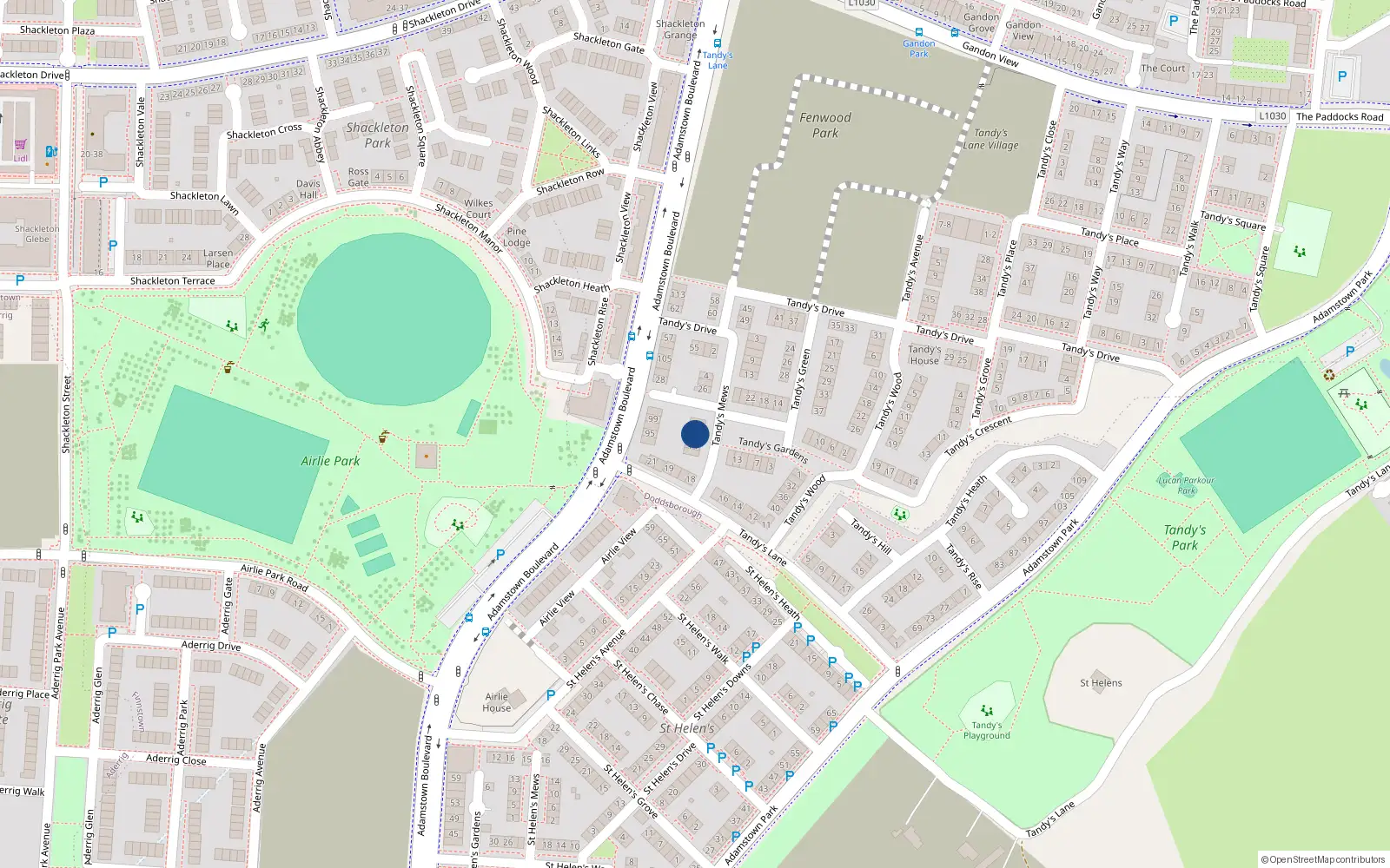 Overhead map showing the location of 10 Tandy's Mews, Lucan