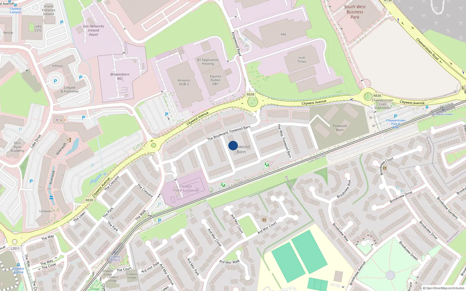 Overhead map showing the location of 10 The Drive, Brownsbarn