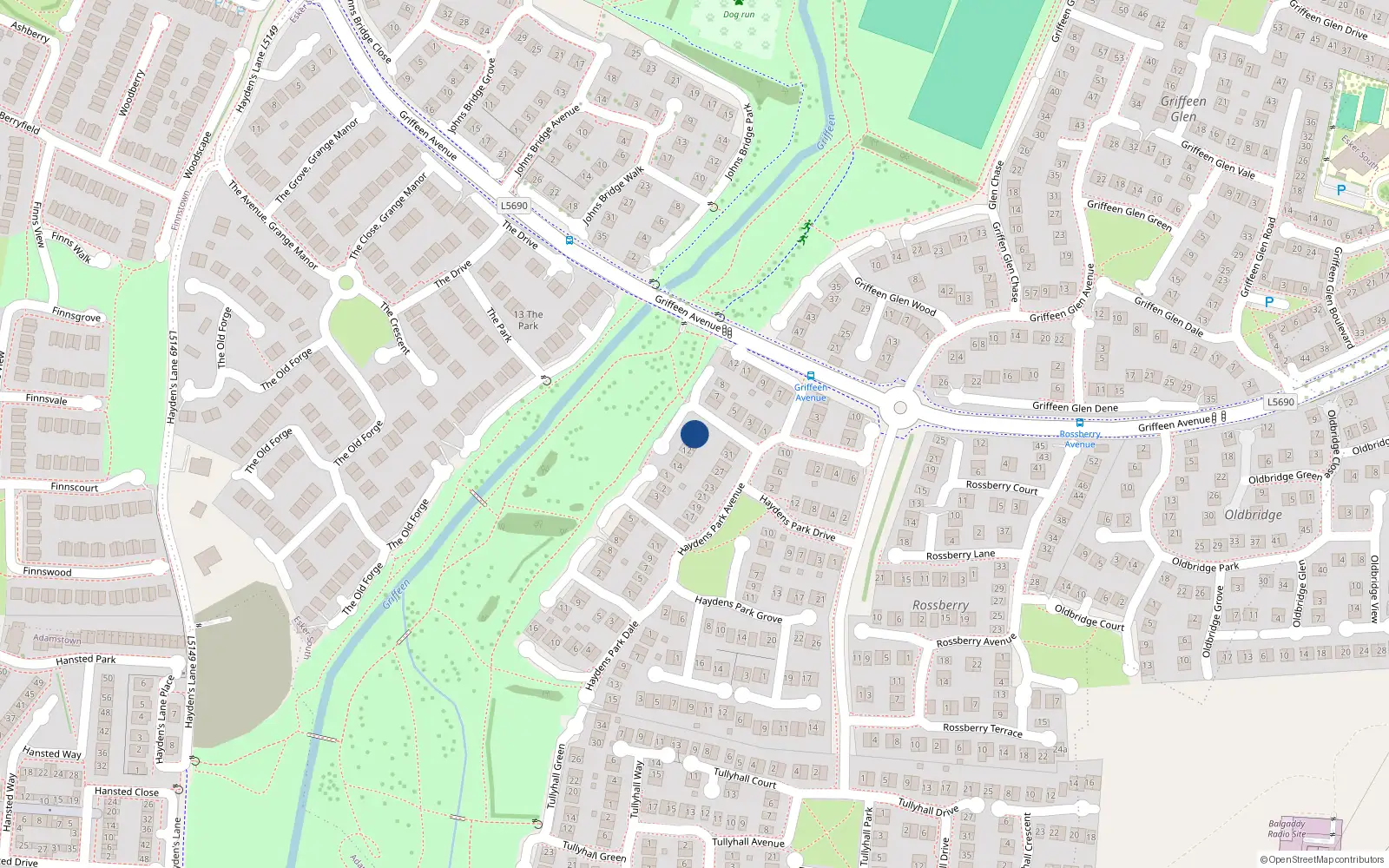 Overhead map showing the location of 10 the Green, Haydens Park, Lucan