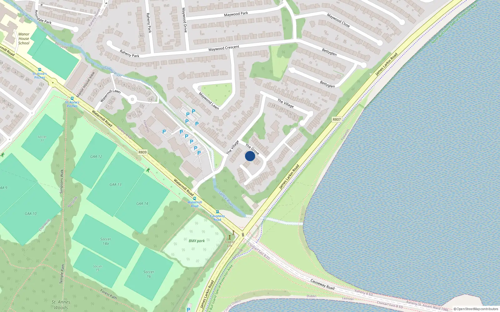 Overhead map showing the location of 10 the Grove, Bettyglen, Raheny Dublin 5