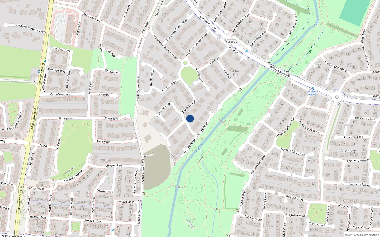 Overhead map showing the location of 10 the Old Forge, Lucan, Dublin